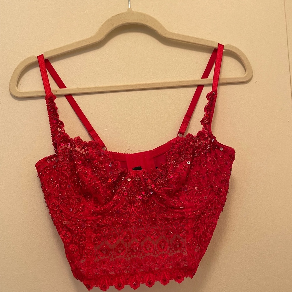 Bebe red corset top